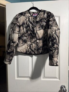 Aurora Clothing Horse Print Tapestry Jacket L Western Equestrian Quilted Blazer